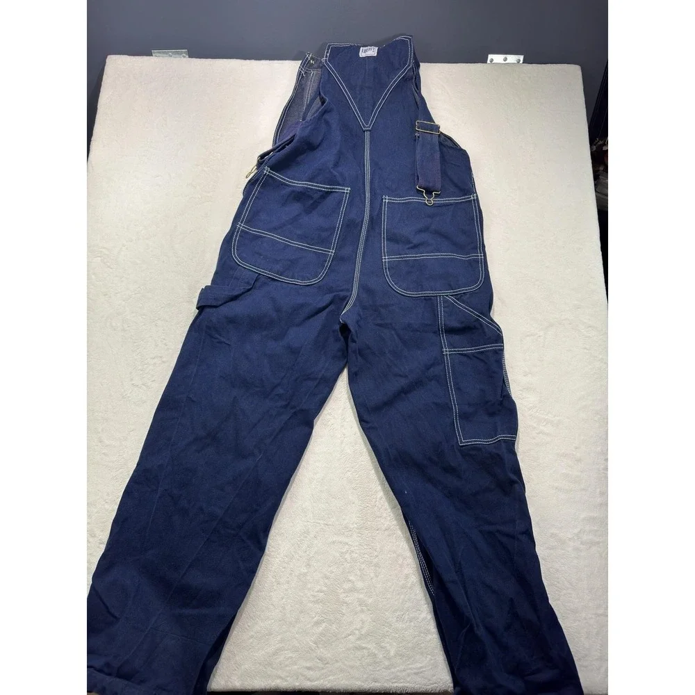 Liberty Overalls Mens 34x30 Blue Denim Bib Workwear Cotton Relaxed Fit Pockets